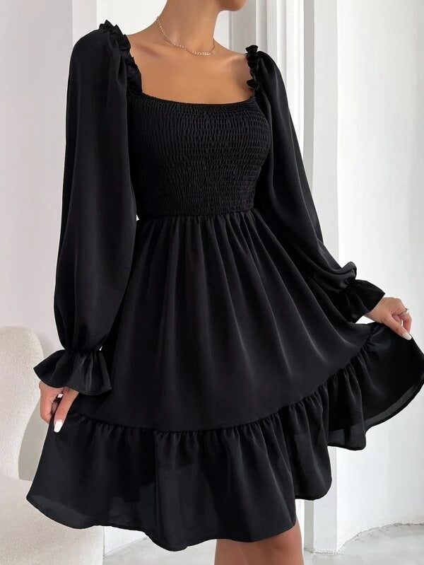 Flared Long Sleeve Dresse