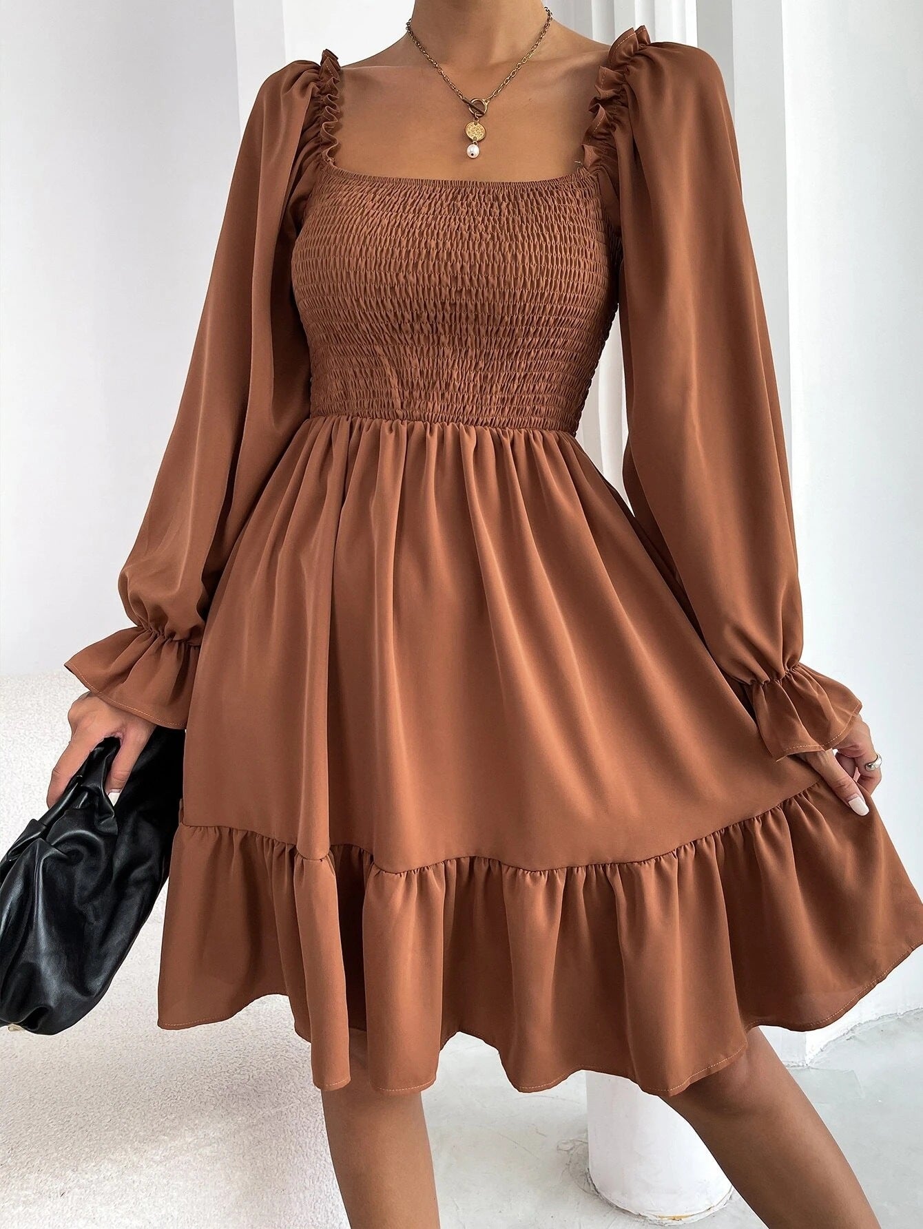 Flared Long Sleeve Dresse