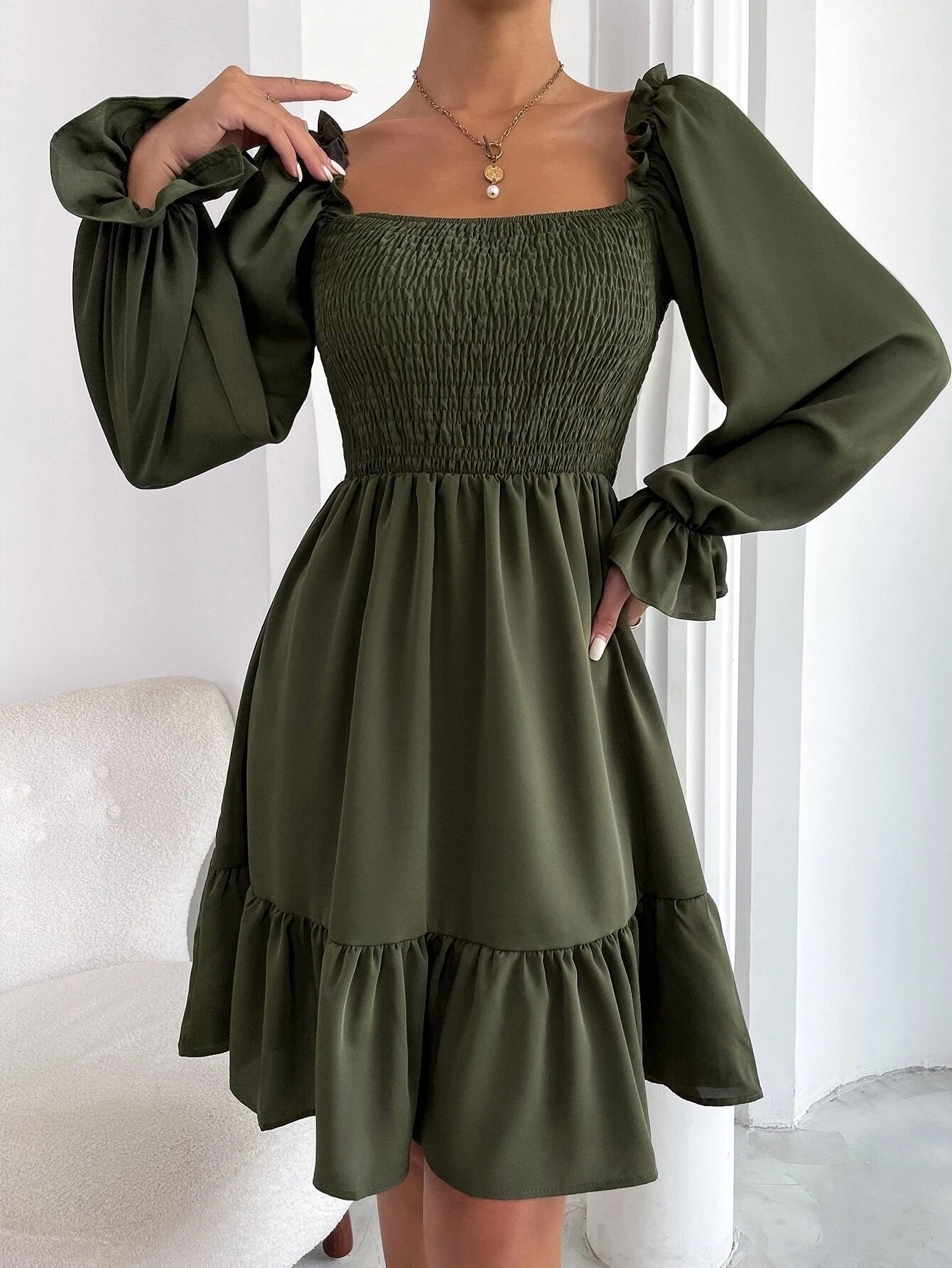 Flared Long Sleeve Dresse