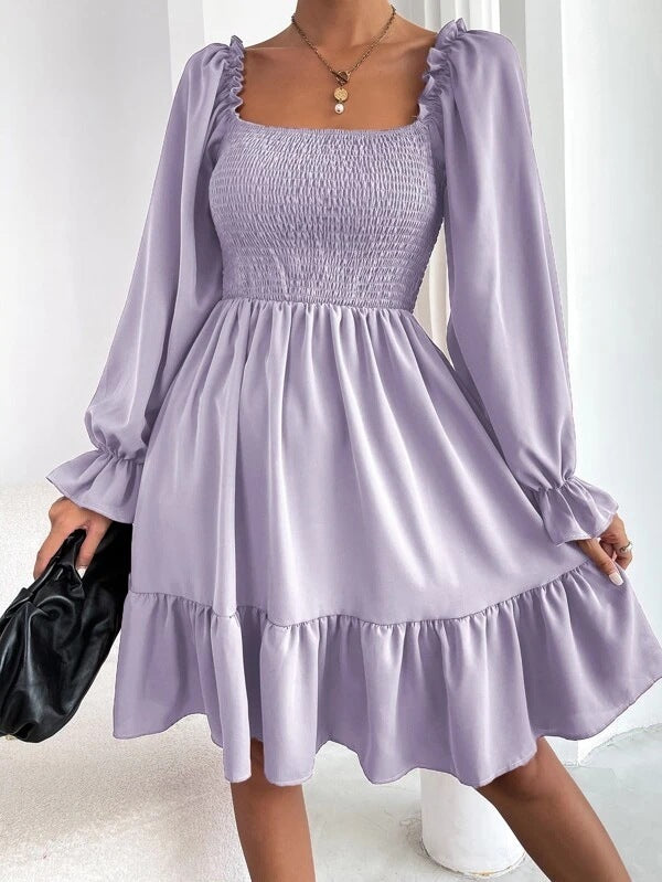Flared Long Sleeve Dresse